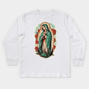 Our Lady of Guadalupe - Back Print Kids Long Sleeve T-Shirt